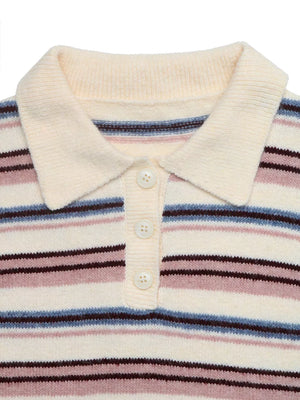 Ribbed Knit Long-sleeve Sweater in Pink, alternate angle
