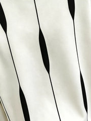 Contrast Vertical Stripe Long Sleeve Blouse in White, back view