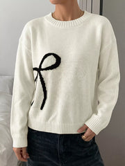 Chic Knit Sweater With Bow Detail