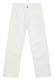 Relaxed fit ivory denim jeans with a straight leg and classic five-pocket styling.