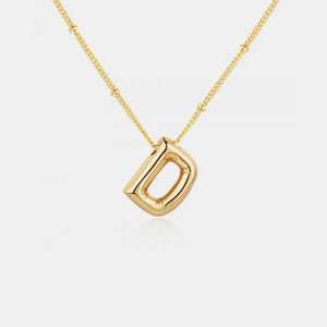 Gold initial D pendant necklace with beaded chain
