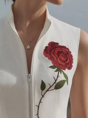 Rose Zip Up Sleeveless Shirt in Black, side view