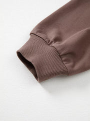 Color Block Drop Shoulder Pullover Sweatshirt in Coffee Brown, editorial view