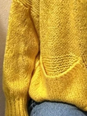 Full Size Chunky Knit Button-up Cardigan Plus Size in Yellow, model styling view