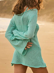 Effortless Sheer Knit Long Sleeve Cover-up