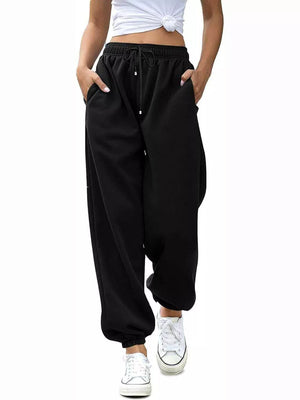 Loose Fit Drawstring Joggers in Pink, alternate angle