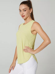 Ribbed Active Tank With Curved Hem