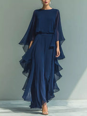 Elegant Sheer Ruffled Two-piece Set
