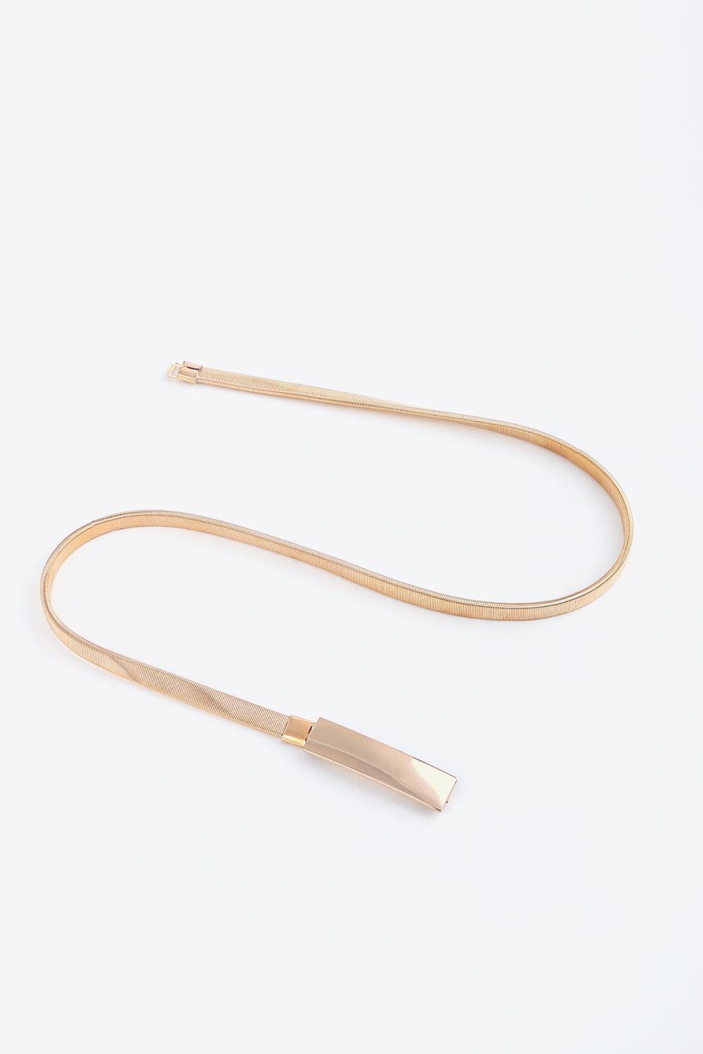 Slimline gold-tone metal mesh belt with rectangular buckle detail