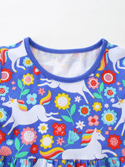 Whimsical Unicorn Floral Toddler Dress