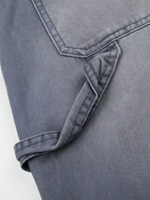 Men's Distressed Wide-leg Denim Capris in Blue, fabric detail