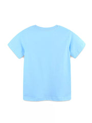 Light blue cotton t-shirt with short sleeves and a crew neck.