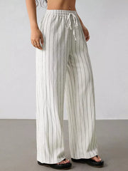 Striped Wide-leg Drawstring Pants, side view