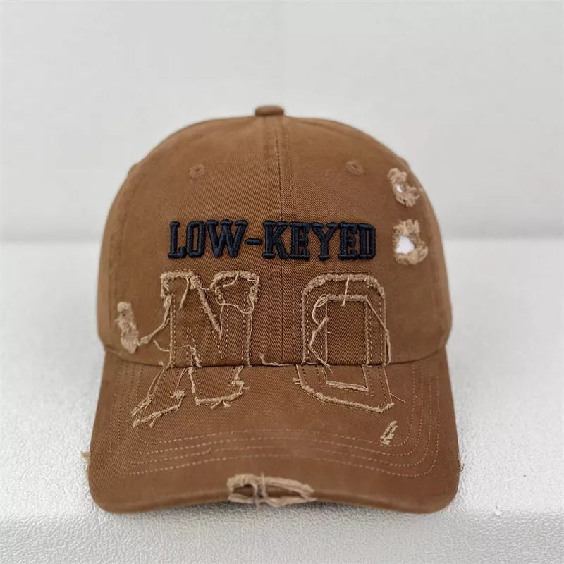 Low-keyed Distressed Cotton Baseball Cap