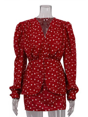 Heart-patterned Tiered Mini Dress