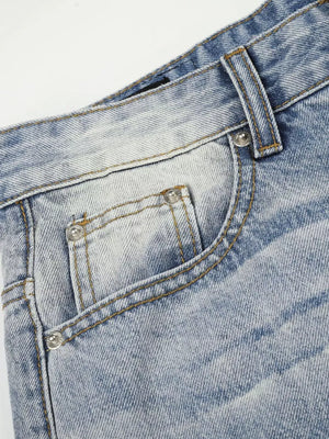 Men S Washed Wide Leg Jeans in Blue, back view