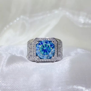 925 Sterling Silver Geometric Solitaire Moissanite Ring, model styling view