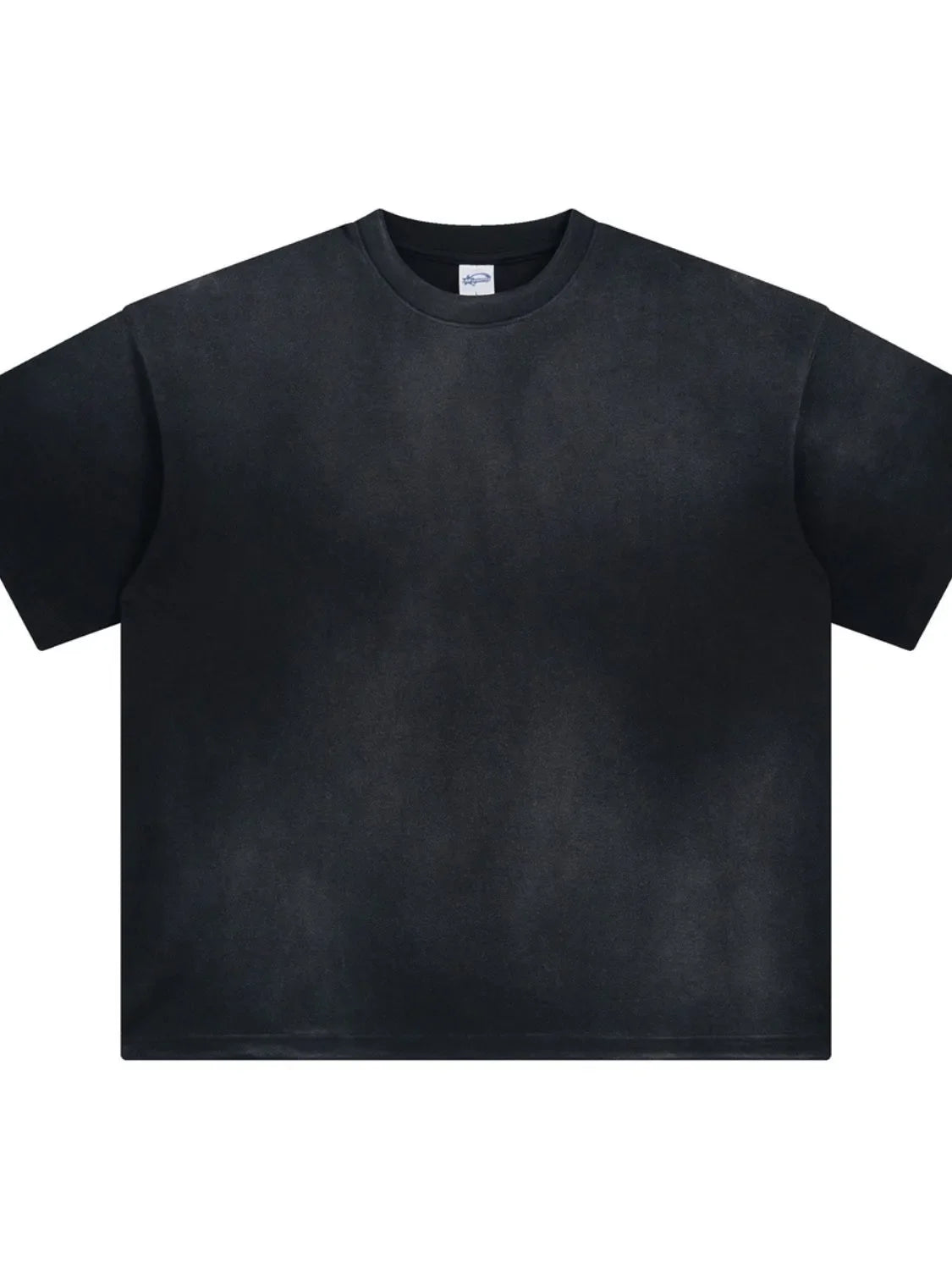 Oversized washed black t-shirt with relaxed fit and crew neck.