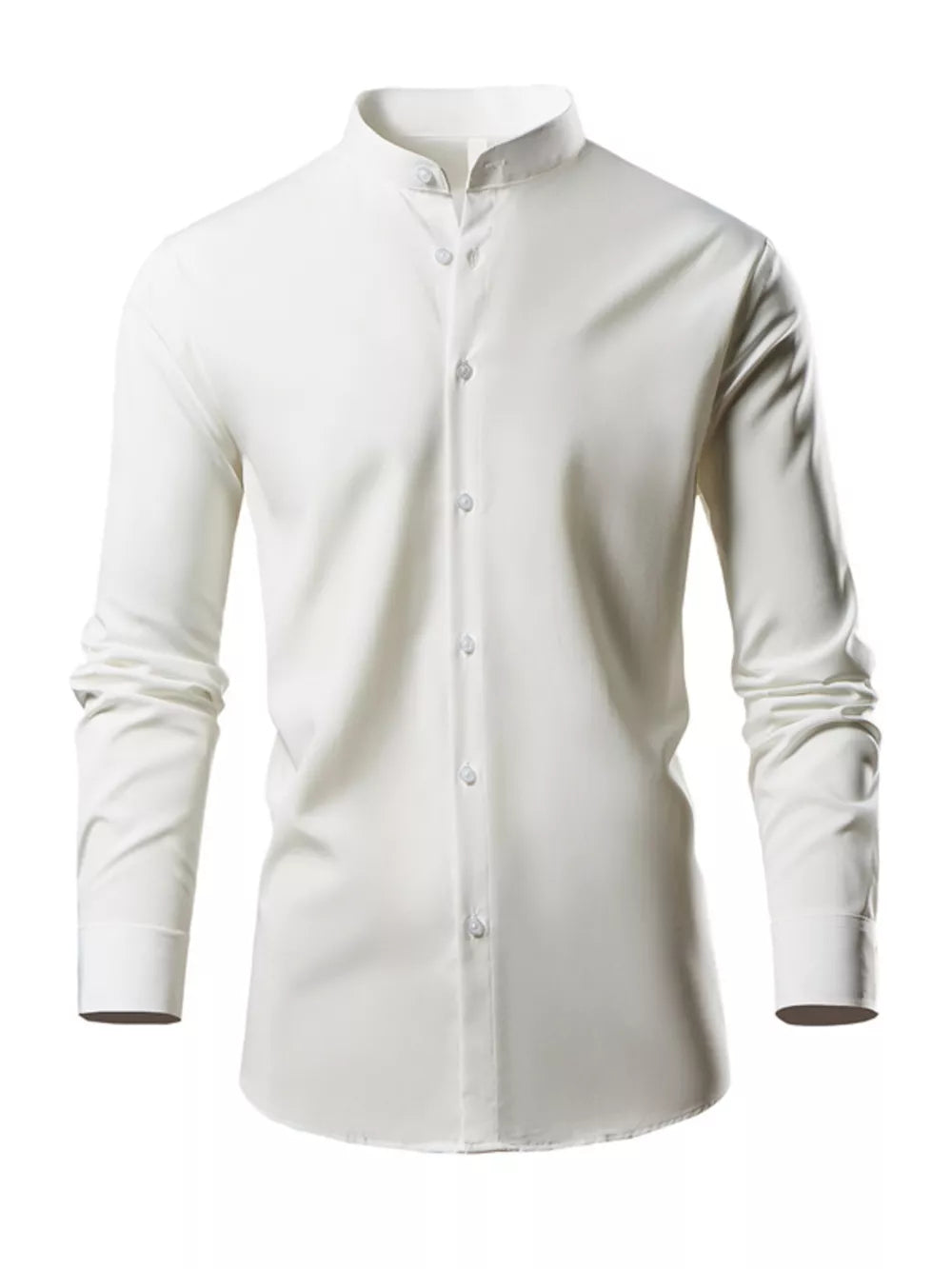 Button-down Slim Fit Long-sleeve Top in Black, model styling view