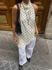 Chic Polka Dot Halter Tank Top