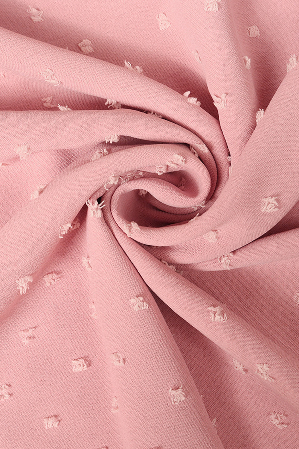 Dusty Pink Swiss dot blouse with tiered sleeves.