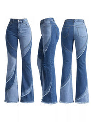 Asymmetrical Flare Jeans With Raw Hem