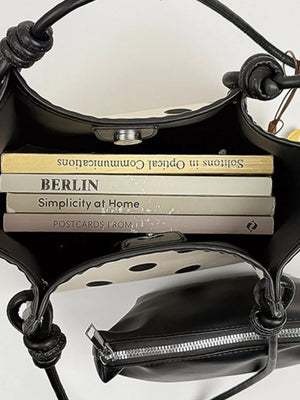 Polka Dot Shoulder Bag in Black, model styling view