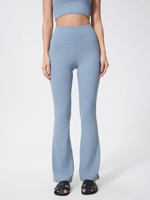 Flared sculpt leggings in light blue with a high-rise waist.