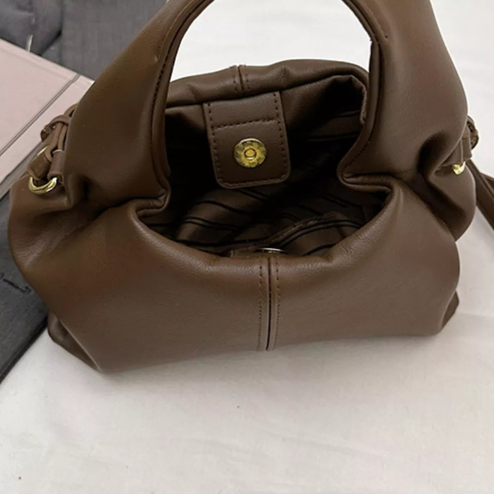 Adjustable Strap Crossbody Bag in Brown, model styling view