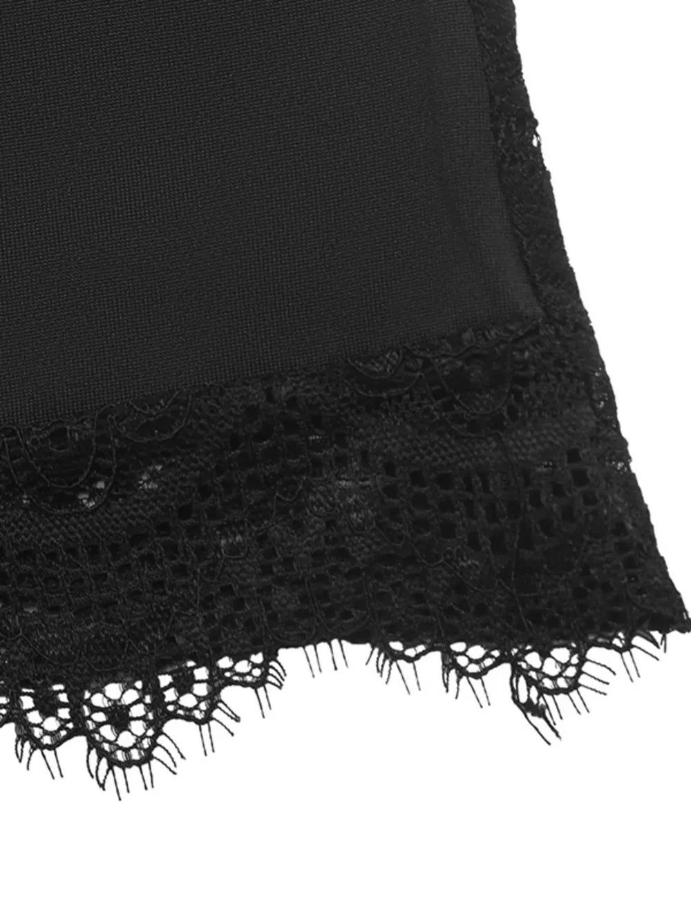 Lace Sleeve Square Neck Top in Black, view 11