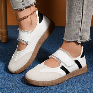 Round Toe Slip-ons in Black, front view