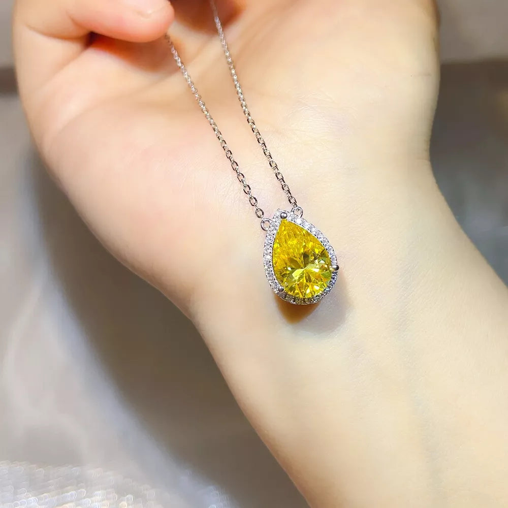 1 Carat Sterling Silver Moissanite Pendant Necklace, side view