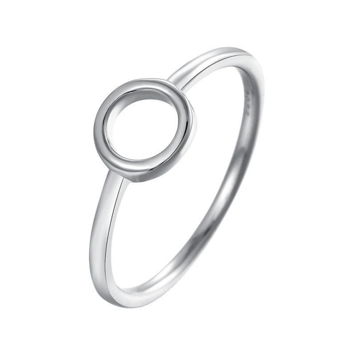 Sterling silver minimalist circle ring with a thin band.