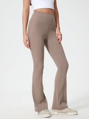 Flared sculpt leggings in mocha with a high-rise waist and subtle seam details.