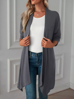 Dark Gray relaxed cardigan with open-front