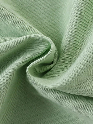 Light green cotton blend t-shirt fabric detail
