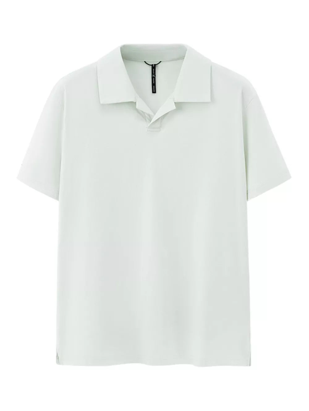 Coconut Milk White 100% polyester short sleeve polo with classic collar and buttonless placket.