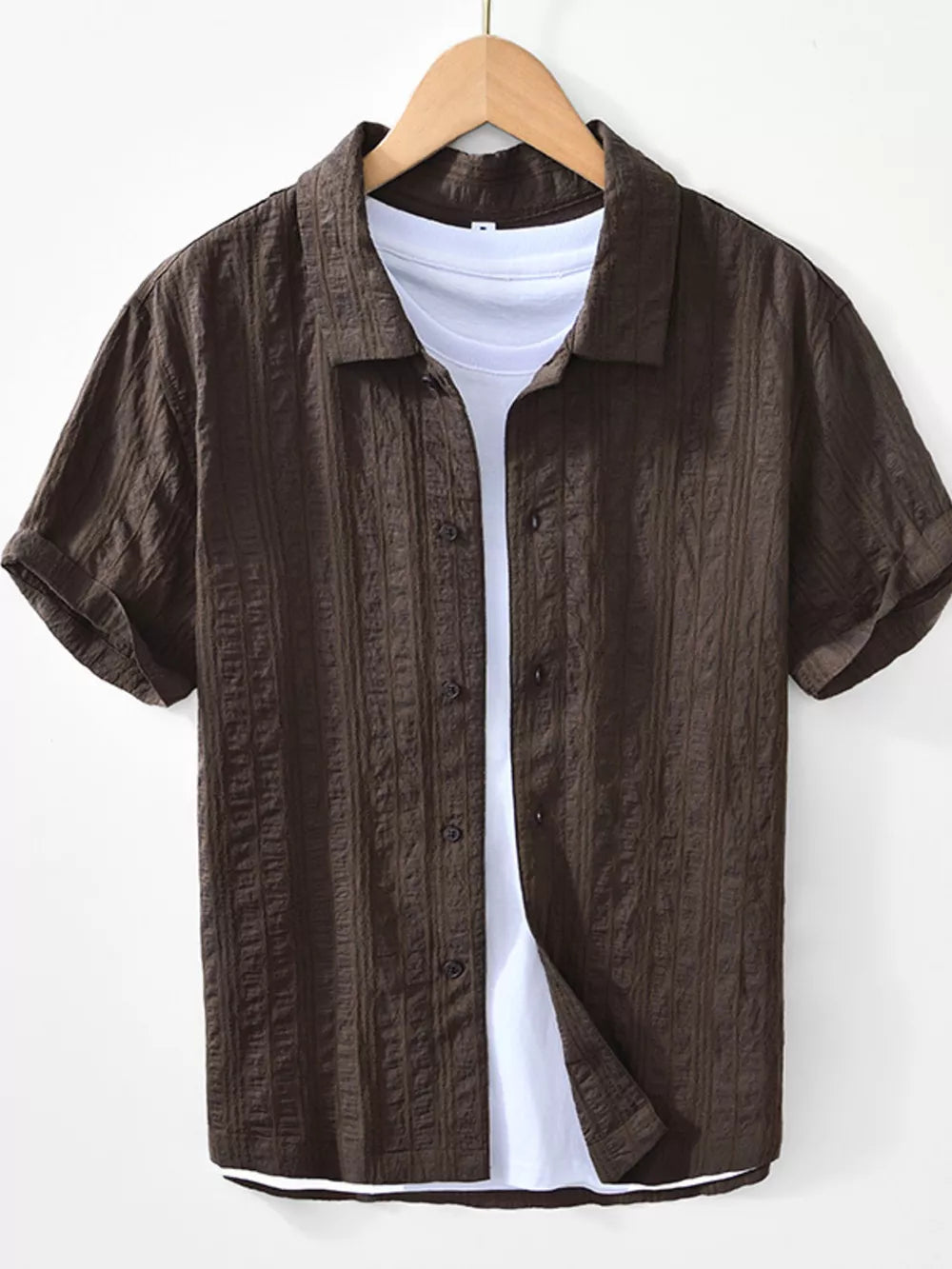 Men's Plus Size Button Up Short Sleeve Shirt, front view