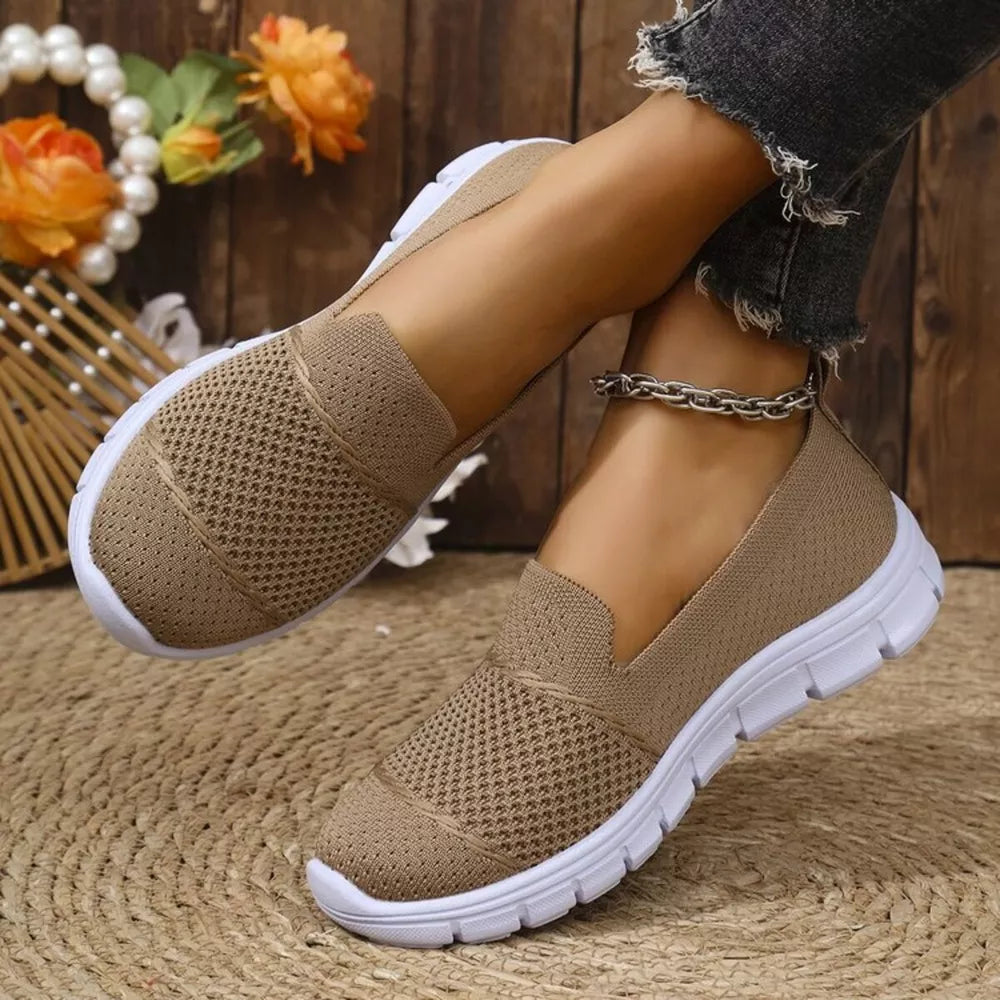 Round Toe Flats Slip-ons in Black, back view