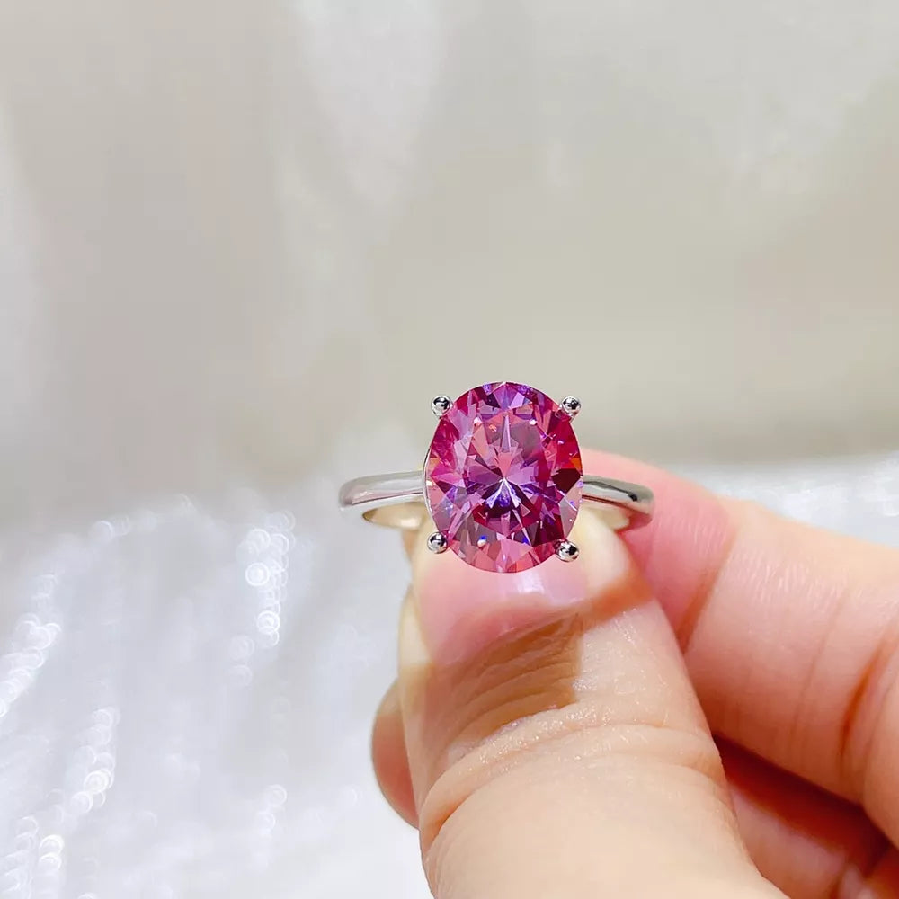 925 Sterling Silver Solitaire Moissanite Statement Ring, model styling view