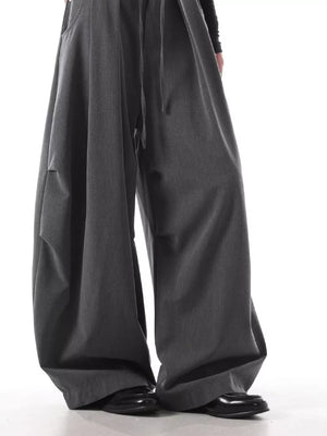 Men's grey wide leg sweatpants with drawstring and pockets