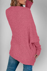 Deep Rose popcorn knit open cardigan with textured fabric and long sleeves.