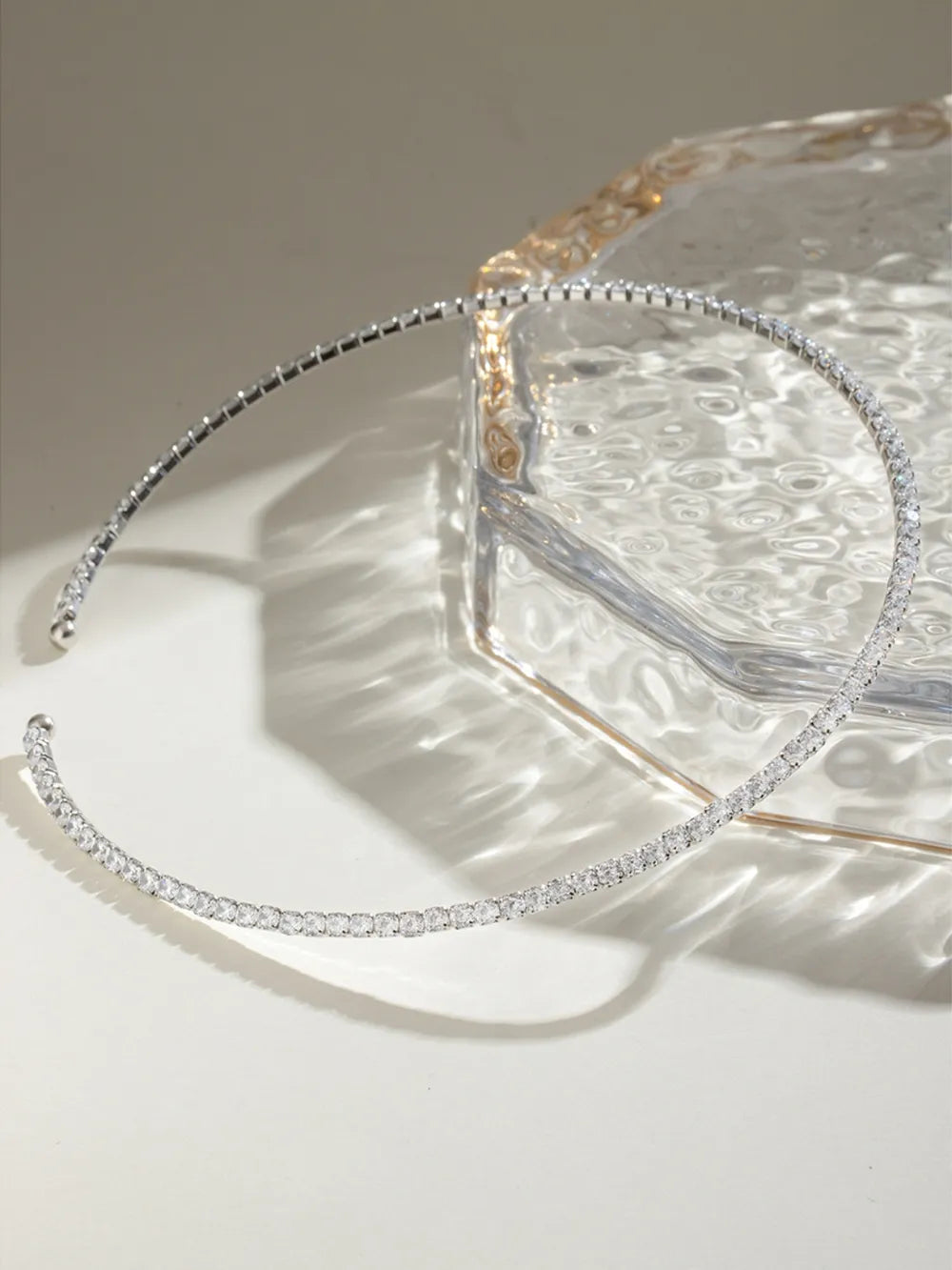 Silver collar necklace with all-over diamond row detail