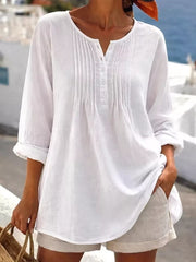 Casual Button Detail Long Sleeve Linen Shirt in Yellow, view 13
