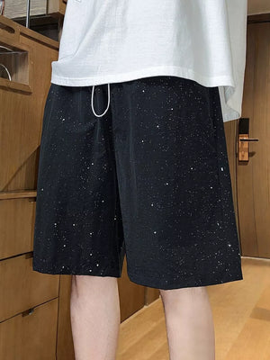 Men's Casual Loose Fit Shorts in Black, front view