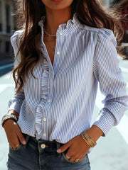Frilled Striped Elegance Shirt