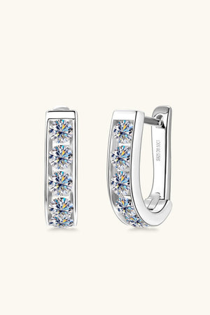 Silver pavé-set hoop earrings with clear cubic zirconia stones