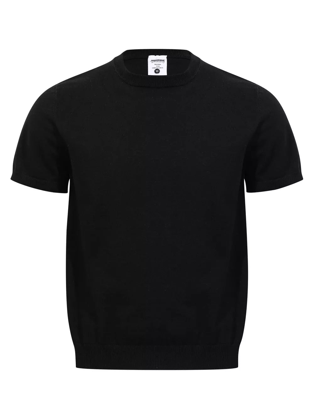 Men's Classic Short Sleeve Knit Top in Black, model styling view