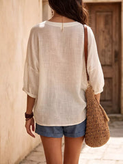 Light Blue blouse with tunic-length and pullover