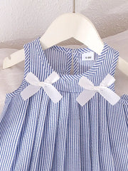 Children's Striped Sleeveless Top And Pants Set in Blue, side view